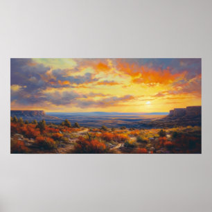 Póster Atardecer pacífico en el Bella Artes de la meseta