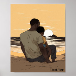 Póster Atardecer personalizado por padre de playa y Poste