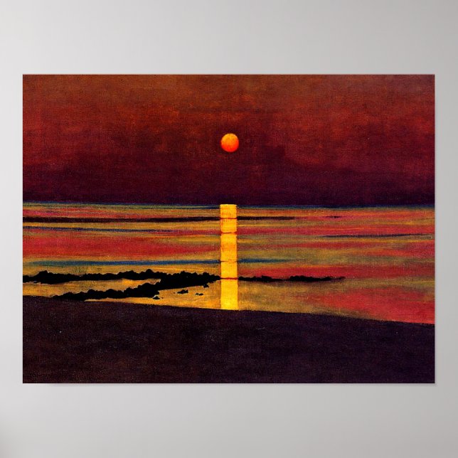 Póster Atardecer, pintura artística fina (Frente)