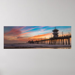 Póster Atardecer por Huntington Beach Pier en California