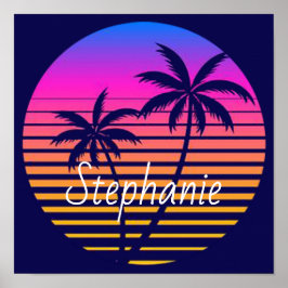 Póster Atardecer retro Personalizado