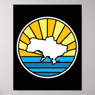 Póster Atardecer Retro Ucrania 70s Diseño Vidrio Teñido