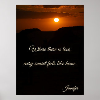 Póster Atardecer Romántico Cita de Amor Desierto Dorado