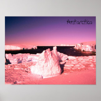 Póster Atardecer rosa brillante en glaciares fotográficos