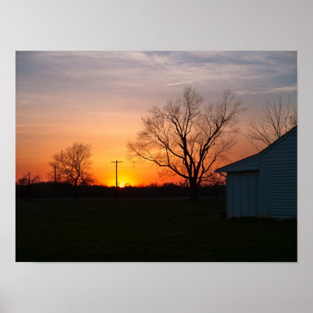 Póster Atardecer rural  (Frente)