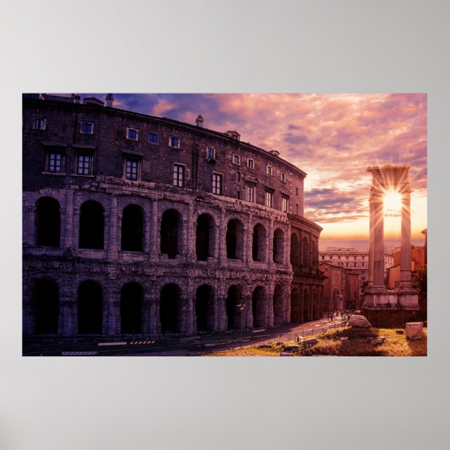 Póster Atardecer sobre el Coliseo de Roma (Frente)
