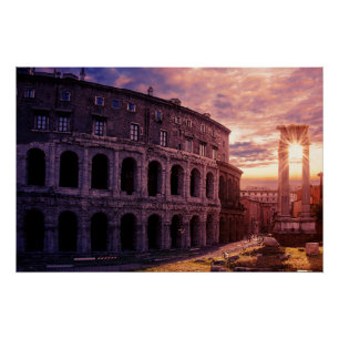 Póster Atardecer sobre el Coliseo de Roma