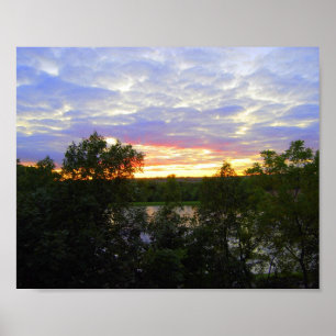 Póster Atardecer sobre el estanque de Stilwell (10x8 pulg