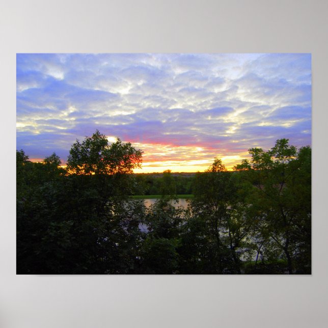 Póster Atardecer sobre el estanque de Stilwell (16x12) (Frente)