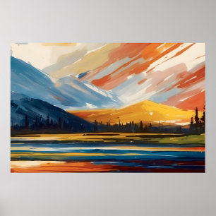 Póster Atardecer sobre el lago