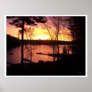 Póster Atardecer sobre el lago