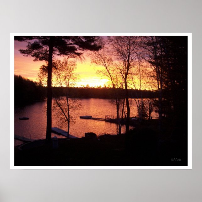 Póster Atardecer sobre el lago (Frente)