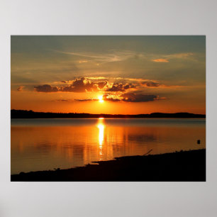 Póster Atardecer sobre el lago Thurmond