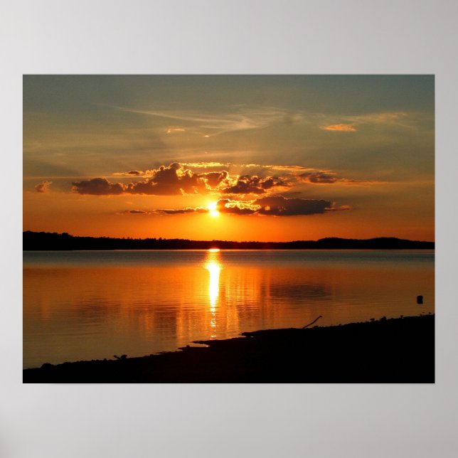 Póster Atardecer sobre el lago Thurmond (Frente)