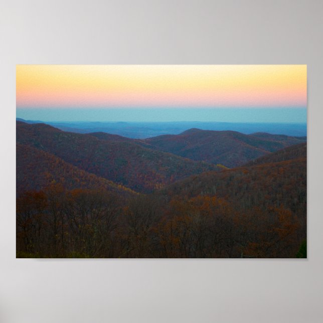 Póster Atardecer sobre el Parque Nacional Shenandoah, Vir (Frente)