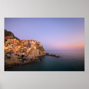 Póster Atardecer sobre el pueblo de Manarola en Cinque Te