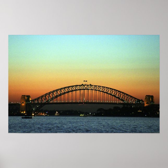 Póster Atardecer sobre el puente sobre el puerto de Sydne (Frente)