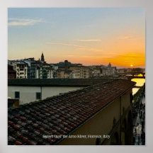 Atardecer sobre el río Arno, Florencia Poster de I