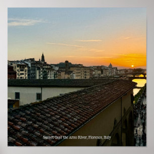 Póster Atardecer sobre el río Arno, Florencia Poster de I