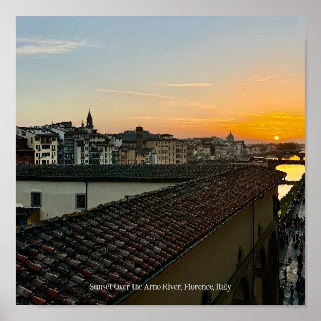 Póster Atardecer sobre el río Arno, Florencia Poster de I (Frente)