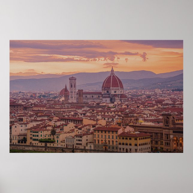 Póster Atardecer sobre Florencia, Italia (Frente)