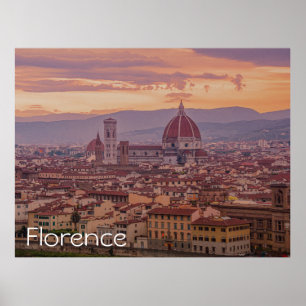 Póster Atardecer sobre Florencia, Italia