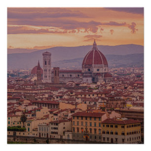 Póster Atardecer sobre Florencia, Italia