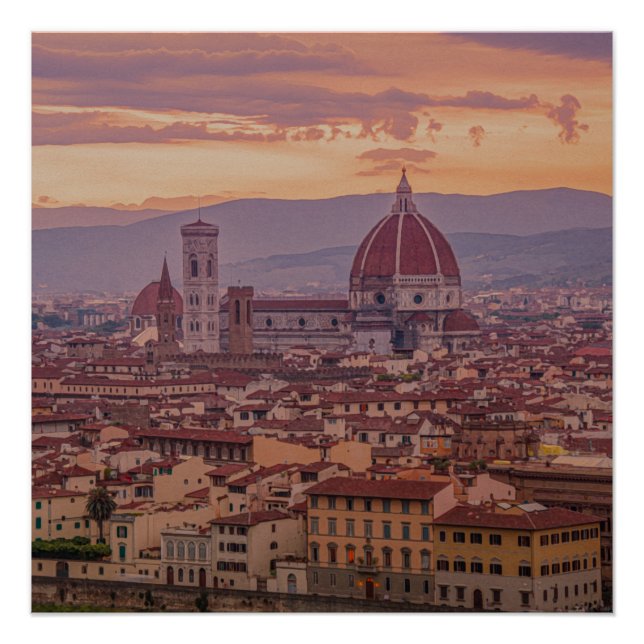 Póster Atardecer sobre Florencia, Italia (Anverso)
