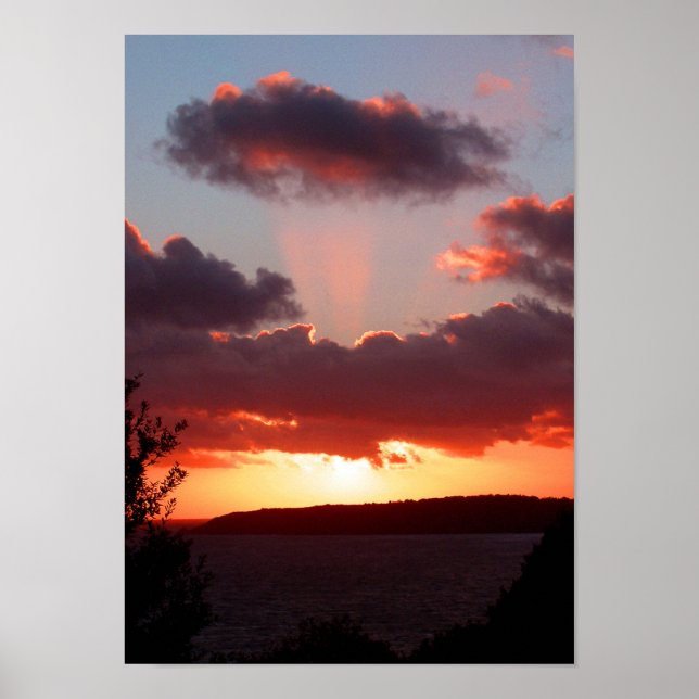 Póster Atardecer sobre la bahía de St Aubin en Jersey (Frente)
