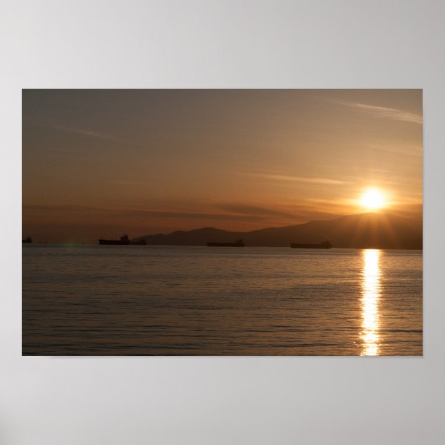 Póster Atardecer sobre la bahía de Vancouver - Canadá (Frente)