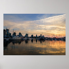 Póster Atardecer sobre la línea aérea de Vancouver