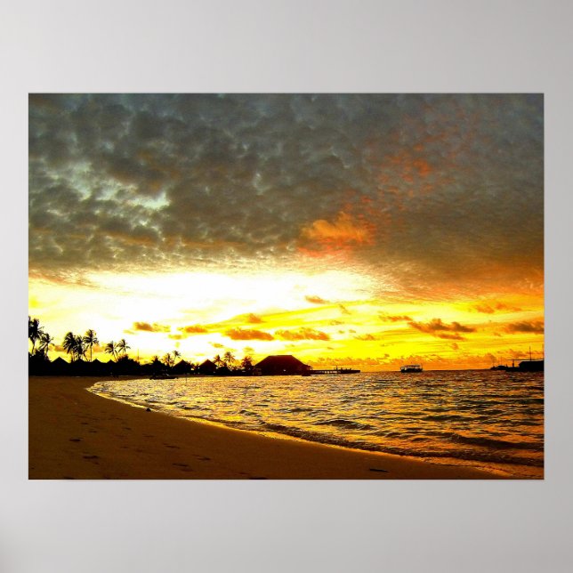 Póster Atardecer sobre las Maldivas (Frente)