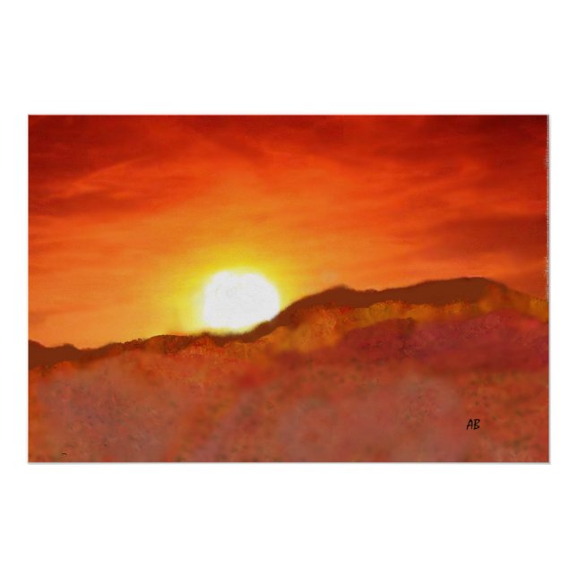 Póster Atardecer sobre las montañas, (Anverso)