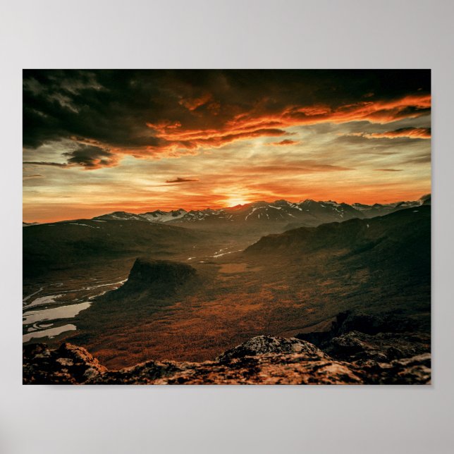 Póster Atardecer sobre las montañas - Poster de la Natura (Frente)