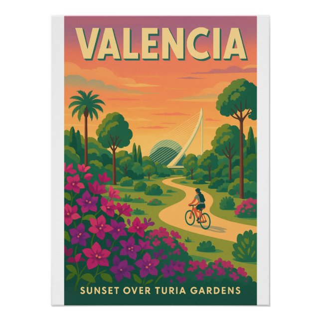 Póster Atardecer sobre los jardines de Turia - Valencia R (Anverso)