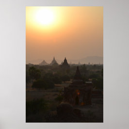 Póster Atardecer sobre los templos de Bagan - Fotografía 