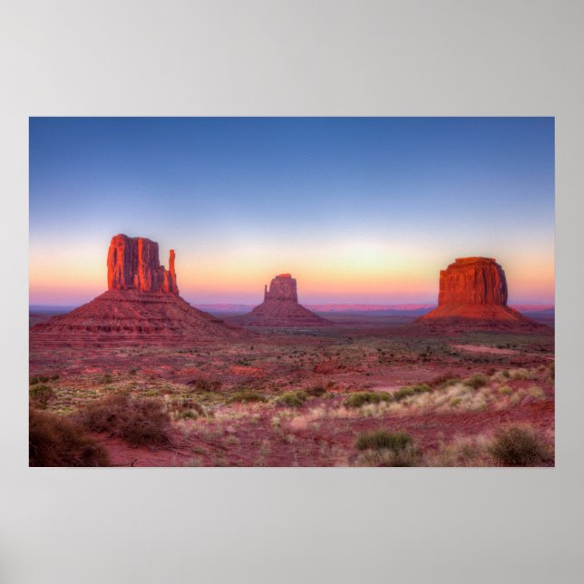 Póster Atardecer sobre Monument Valley Arizona (Frente)
