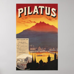 Póster Atardecer sobre Pilatus, Suiza
