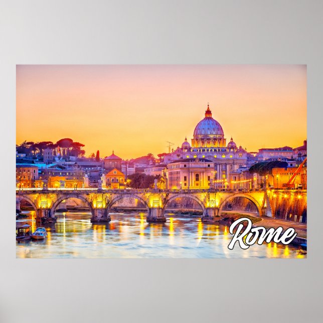Póster Atardecer sobre Roma, Italia (Frente)