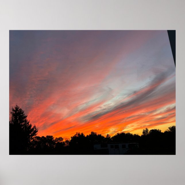 Póster Atardecer sobre un campo (Frente)