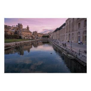 Póster Atardecer sobre un pequeño canal en Cospicua, Malt