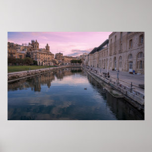 Póster Atardecer sobre un pequeño canal en Cospicua, Malt
