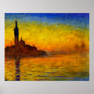 Póster Atardecer sobre Venecia por Claude Monet Print