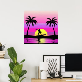 Póster Atardecer Surf Estado de Ánimo – Vibraciones de Pl