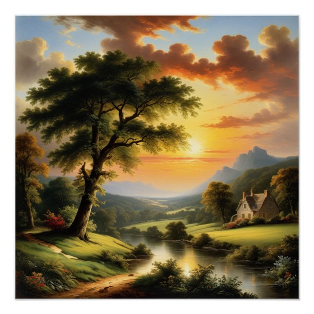 Póster Atardecer Tranquilo junto al Río (Anverso)