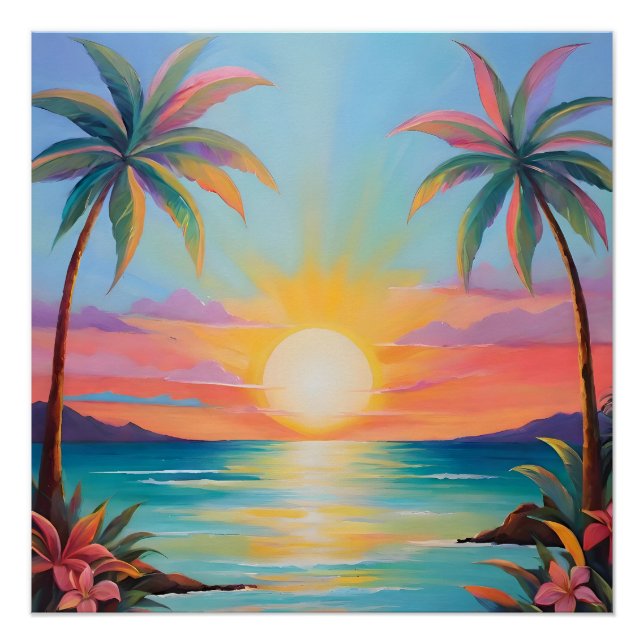 Póster Atardecer tropical (Anverso)