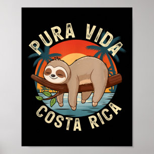 Póster Atardecer Tropical Naturaleza Perezoso Costa Rica 