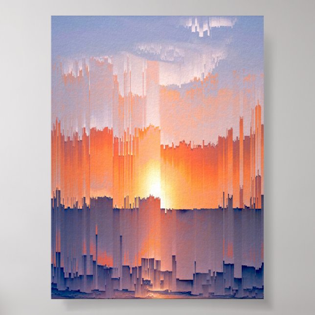 Póster Atardecer Vibrante con Fallas en el Horizonte (Frente)