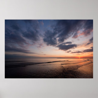 Póster Atardecer y asombroso cielo sobre las arenas ámbar
