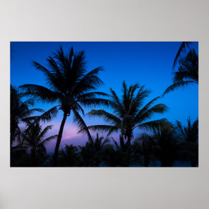Póster Atardecer y palmeras